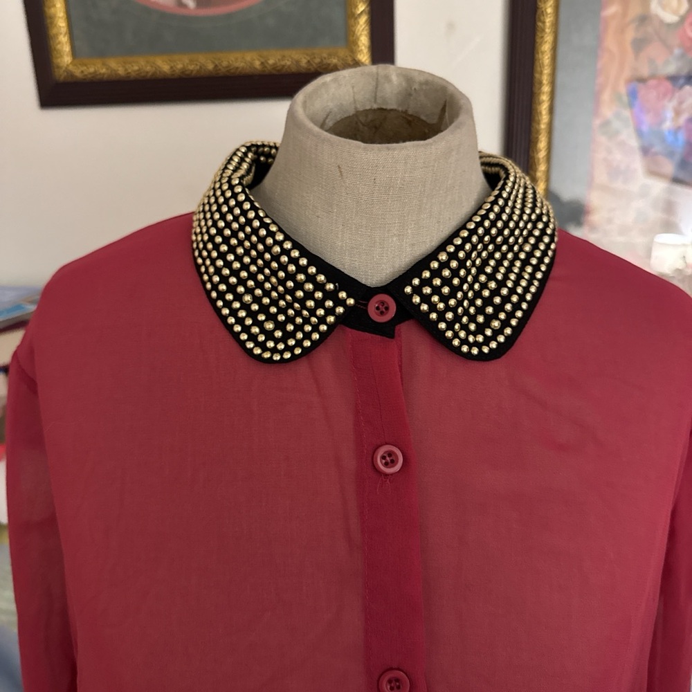 Red sheer blouse - Picture 3 of 7